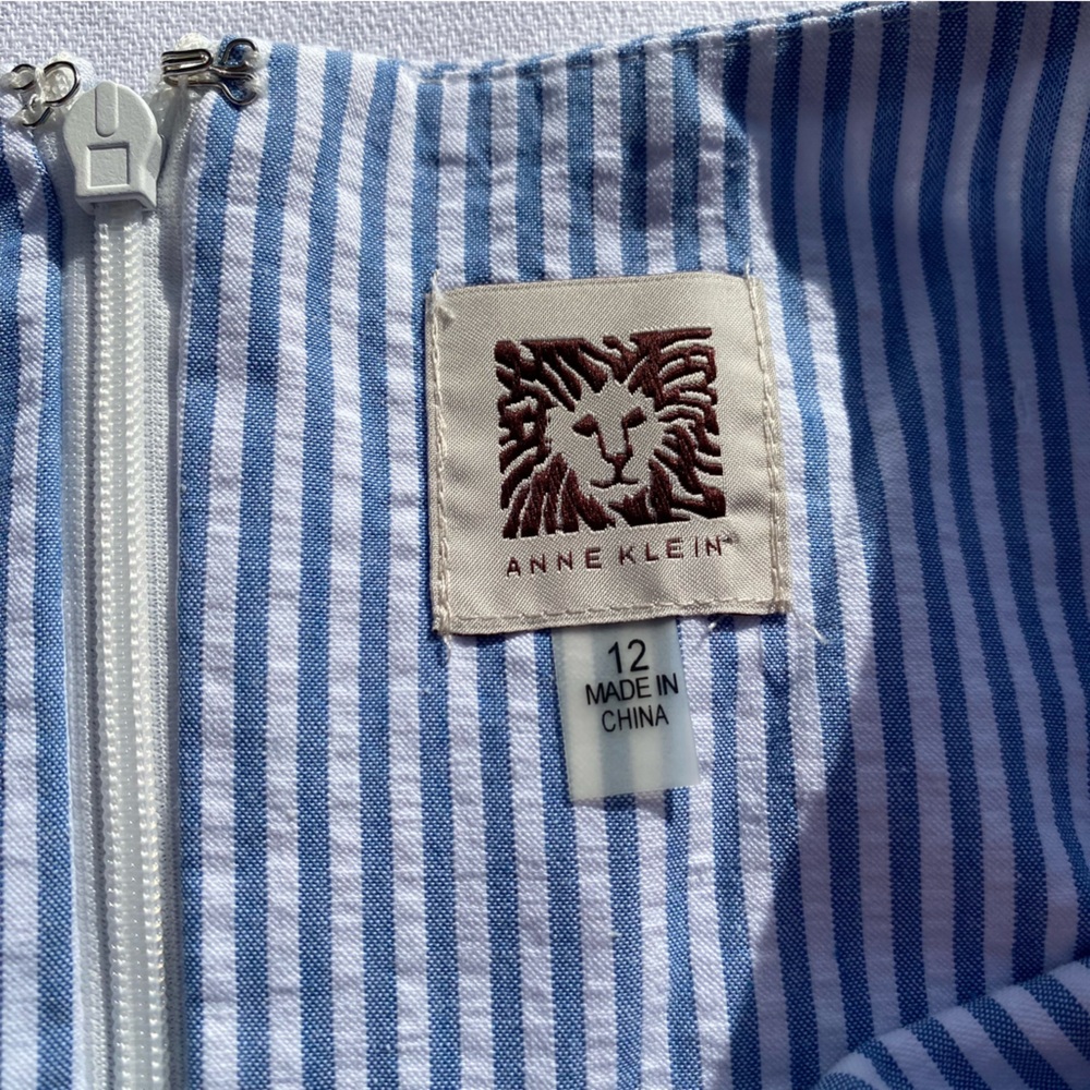 Anne Klein Blue and White Striped Dress knee length size 12 - Picture 4 of 12